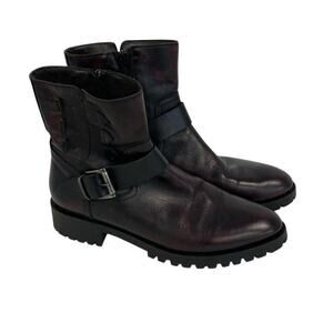 Napoleoni Leather Moto Combat Boots 39 Italy Burning Man Style - Read